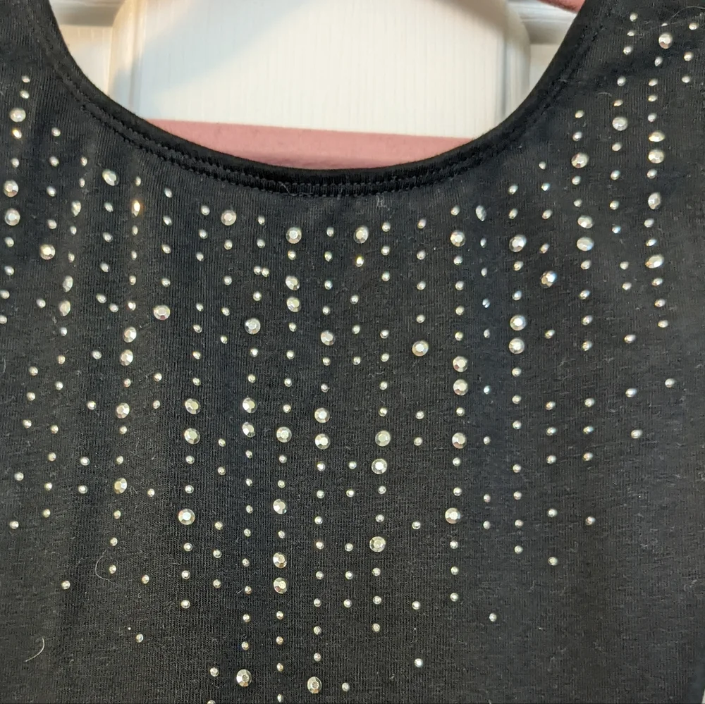Cat and Jack size 6/6x dance leotard in black with rhinestones and skirt